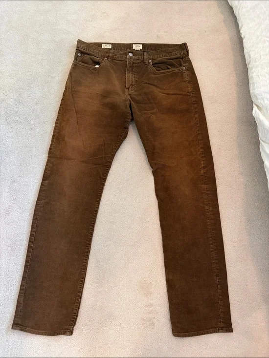 Brown Corduroy Straight-Leg Pants
