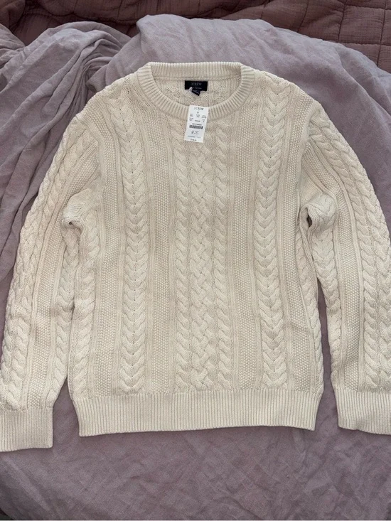 NWT- J. Crew 100% Cotton, Heavyweight Cable Knit Crewneck Sweater
