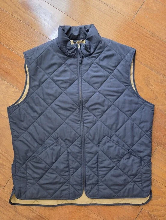 J.Crew Authentic Outerwear Quilted Walker Vest Navy Blue & Khaki Size L