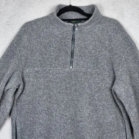 VINTAGE J CREW Sweater Mens Medium Gray 90s Oarsman MADE IN USA Half Zip Comfy