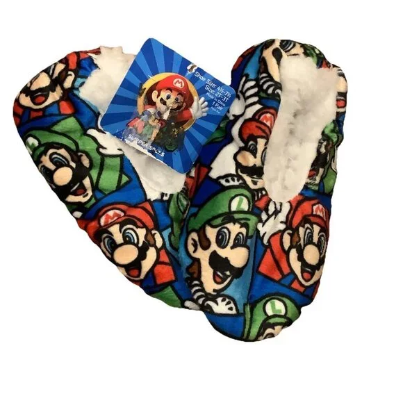 Nintendo Super Mario & Luigi Size (2T-3T) 41 /2-71/2 Cozy Fuzzy Babba Slippers