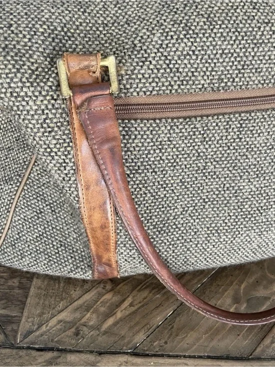 Hartmann Canvas Duffel Bag with Brown Leather Trim - Neutral Taupe