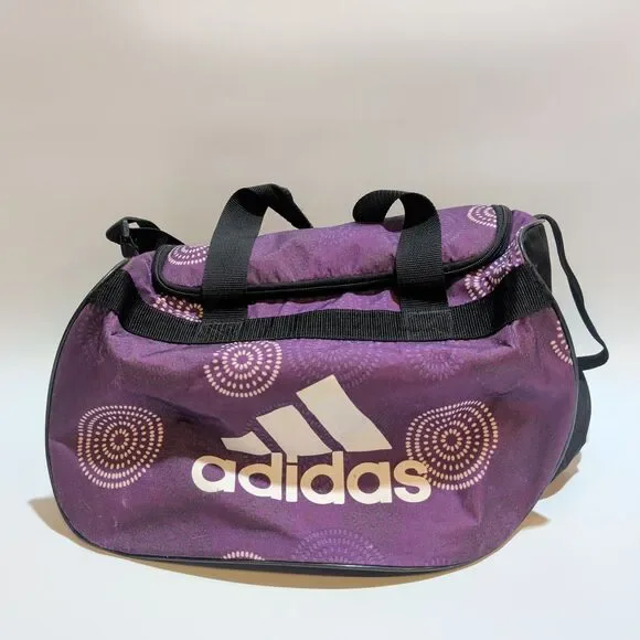 Adidas Gym Duffel Bag – Purple & White Circle Design Lightweight & Durable 18in