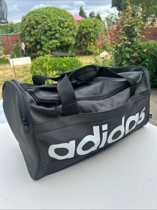 adidas Black Duffel Bag with White Logo Size Small(17”x9”x8 1/2”