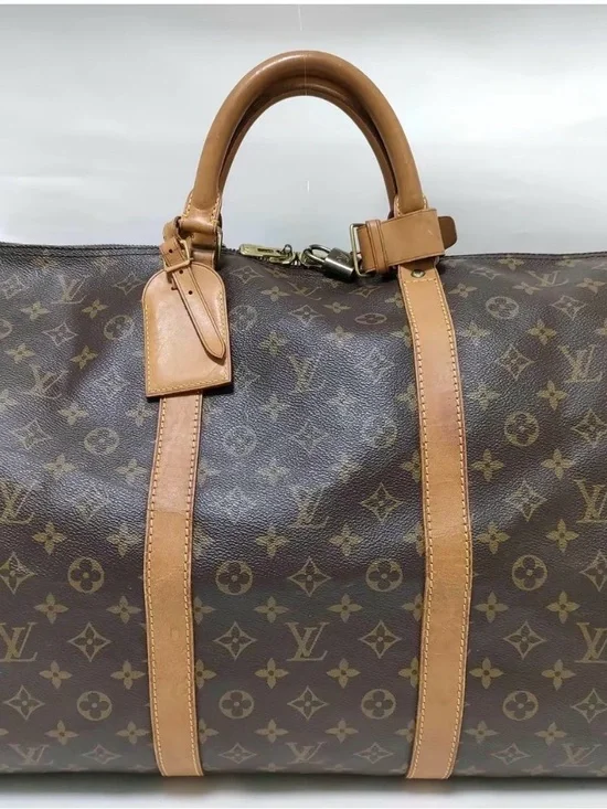 Louis Vuitton Monogram Duffel Bag in Brown and Tan Leather