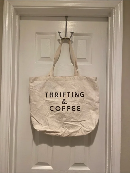 Thrifting & Coffee cotton tote bag