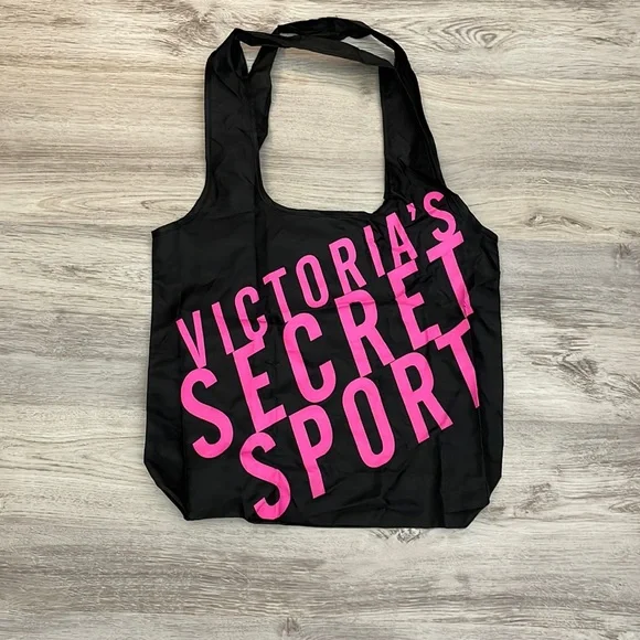 Victoria’s Secret Sport Black with Pink Letters Lightweight Tote One Size