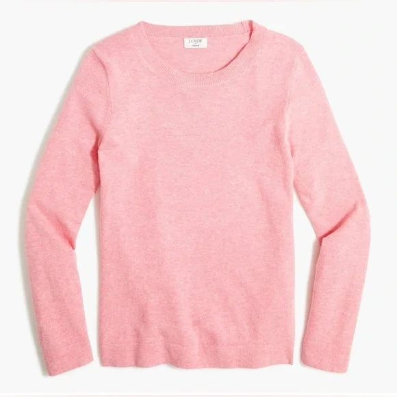 J. Crew Pink Crewneck Sweater with Ribbed Trim