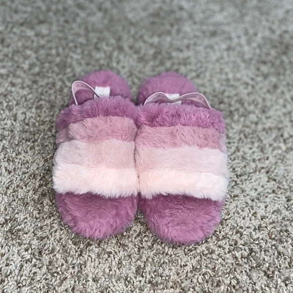 Elle Girl Fluffy Pink and Purple Slippers size M