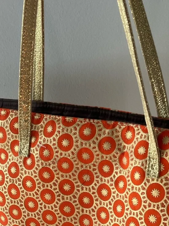 Artsy Tote Bag Boho Celestial Orange Gold Large Travel Shoulder Bag