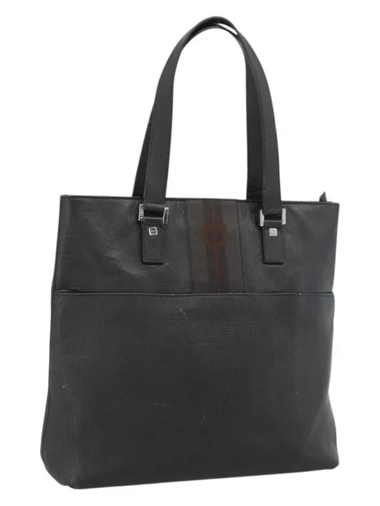 Salvatore Ferragamo Tote Bag Leather Black Silver Auth ka4781