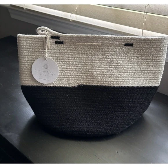 Mia Melange Cotton Coil Rope Fold-able Basket Carryall Handbag Tote NEW