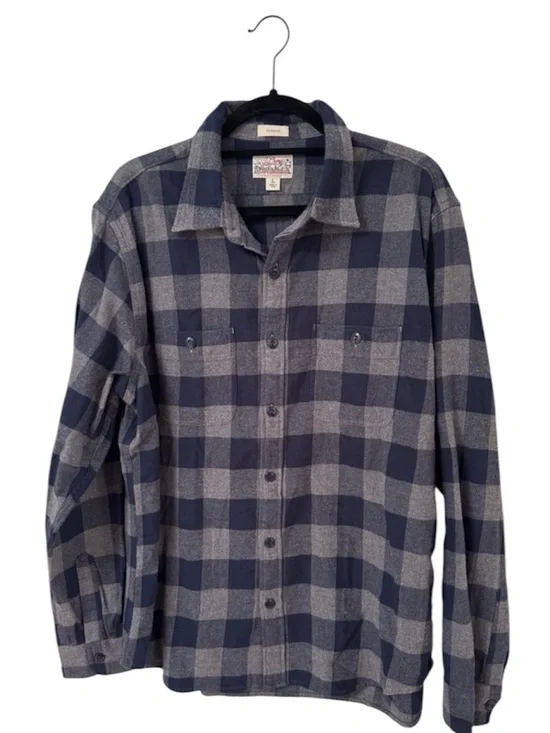 J.Crew Men’s Classic Navy and Gray Plaid Flannel Shirt
