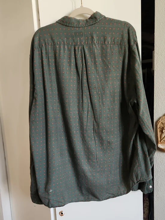 Vintage J. Crew Olive Green  Long-Sleeve Button-Down Cotton/ Wool Blend Sz XXL