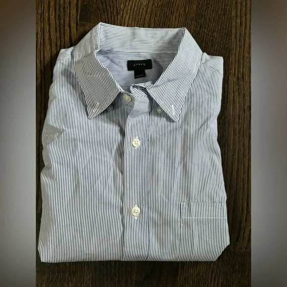 J. Crew Men's Blue Striped Shirt Size L