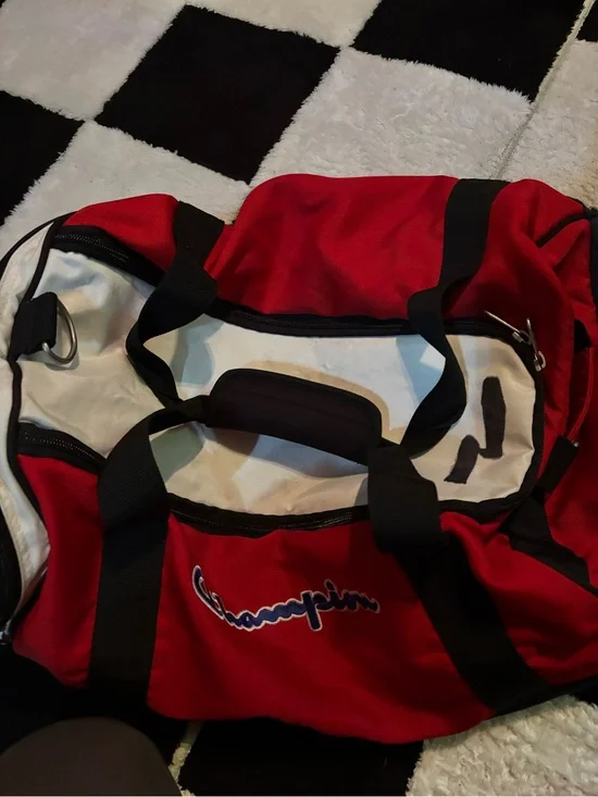 Champion Red and White Athletic Duffel with Black Accents