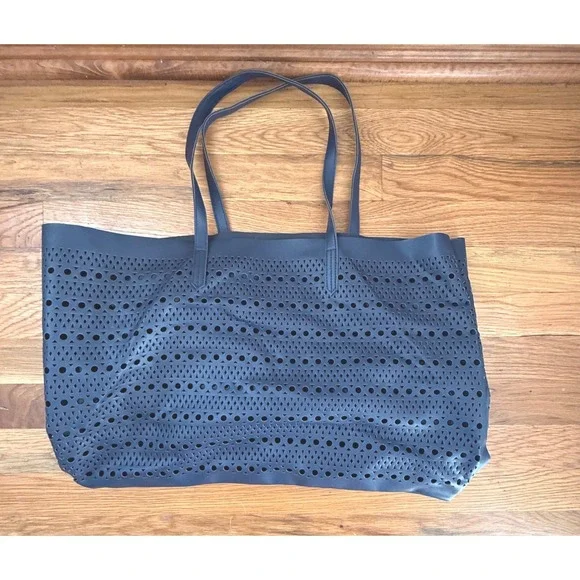Saks Fifth Avenue Large Navy Blue Perforated‎ Tote Bag