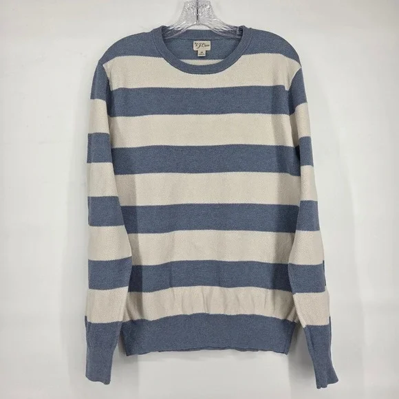J. Crew Knit Sweater Size M Blue White Striped Nautical Preppy Coastal Classic
