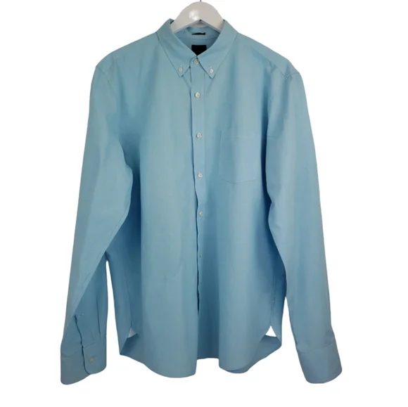 J. Crew Men's Button Front Shirt Size XL Slim in Blue 100% Cotton