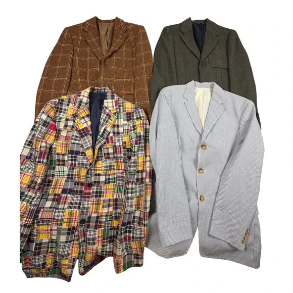 J Crew Blazer Men's Lot Size S 38R Patchwork, Seersucker,Windowpanes Wool/Cotton
