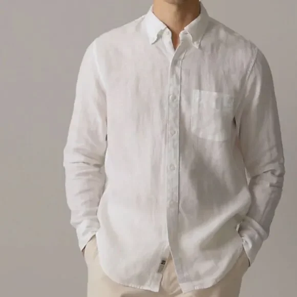 J. Crew Slim Baird McNutt Irish linen Shirt in White Size XL