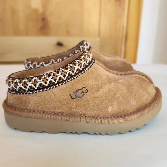 UGG US 8 Toddler Chestnut Suede Tasman II Slippers Classic Shearling Comfort