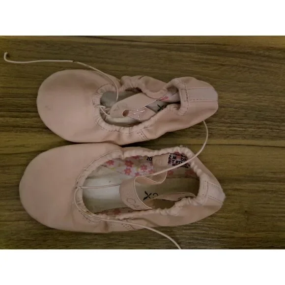 Pre-Owned Dance Ballet Shoes Pink Capezio 205C Daisy Child 12M Leather Strap Fu