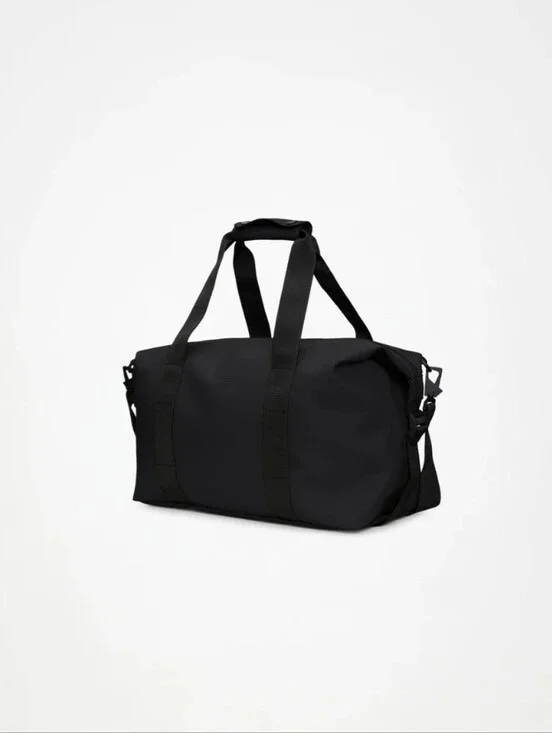 Rains Black W3 Small Duffel Bag with Black Straps
