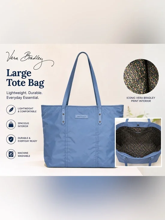 Vera Bradley Powder Blue Quilted Large Tote excellent condition