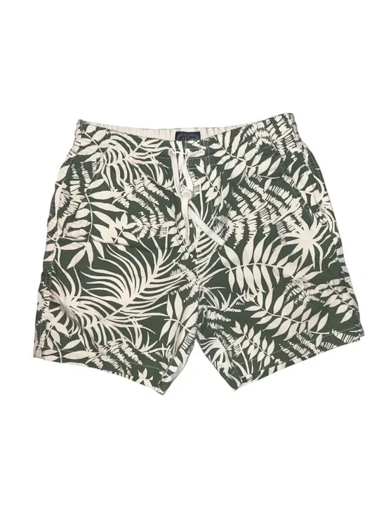 J. Crew Tropical Print Men’s Shorts Pockets Green Cream Drawstring Size Small