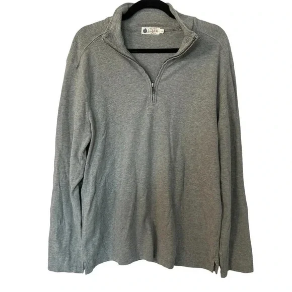 J. Crew Men's Light Gray Long Sleeve 1/4 Zip Cotton Pullover Size M GUC