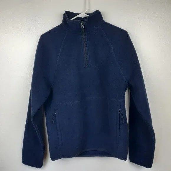 J‎ Crew Navy Nordic Half-Zip Pullover in Navy Sweater Fleece