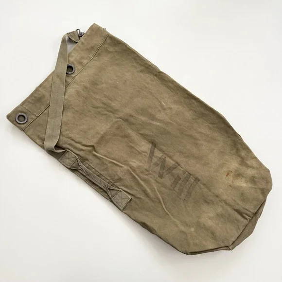+ Vintage Military Single Strap Duffle Sea Bag Khaki Canvas Gear Bag Guatemala