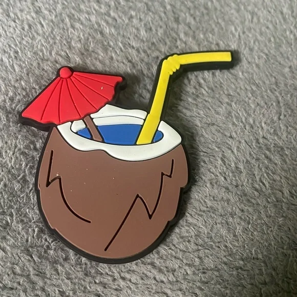 New Bogg Bag charm coconut cocktail, vacation drink with straw and umbrella