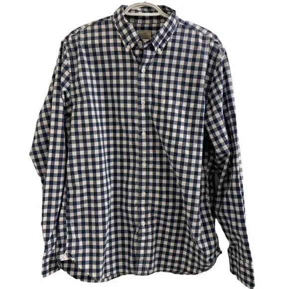J.Crew Blue and White‎ Gingham Button Down Shirt Sz L (16-16 1/2)