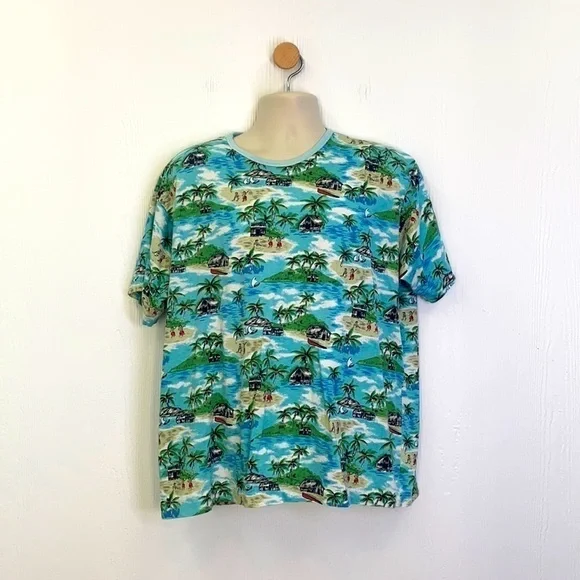 J.Crew - Vintage Palm Tree and Hula Dancer Short Sleeve Tee Shirt Size Large