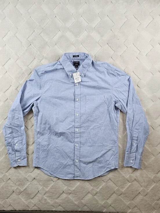 J.Crew Slim Untucked Flex Washed Button Up Shirt Mens Medium Solid Blue
