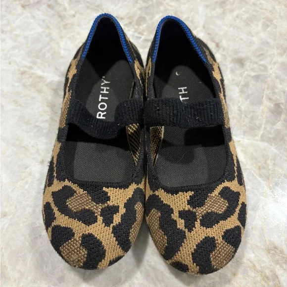 Rothy's Leopard Print Mary Jane Flats in Black and Brown