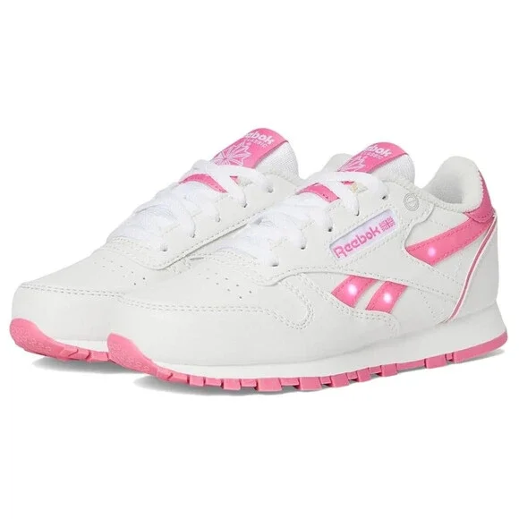 Reebok Classic Leather Step N' Flash 2.0 Sneakers Girls 13 M White Pink ZOGG3253