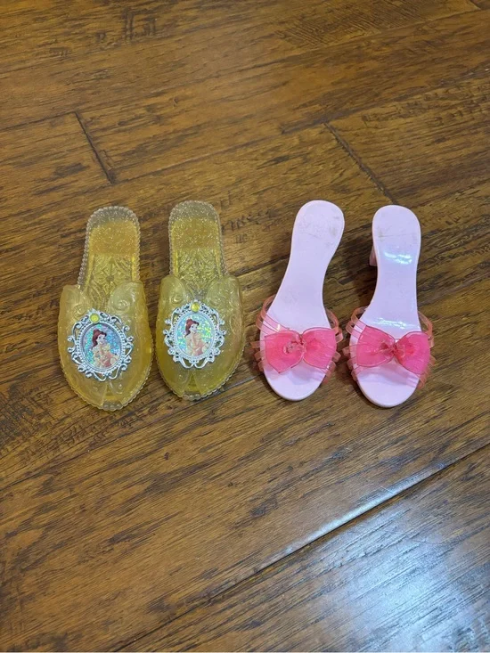 Yellow Disney Princess Jelly Slide Sandals and Pink Slip-Ons