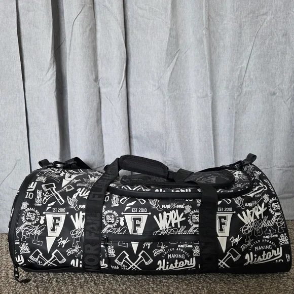 Flag Nor Fail Heavy Duty Travel Duffle Bag Black‎ And White All Over Print EUC