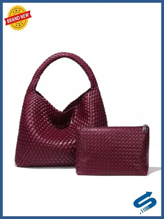 Woven Vegan Leather Tote Bag for Women Top-Handle Shoulder Handbag Magnetic
