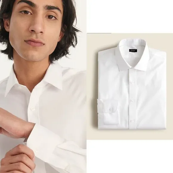 NWT J CREW Slim Bowery wrinkle-free dress shirt with spread collar in White