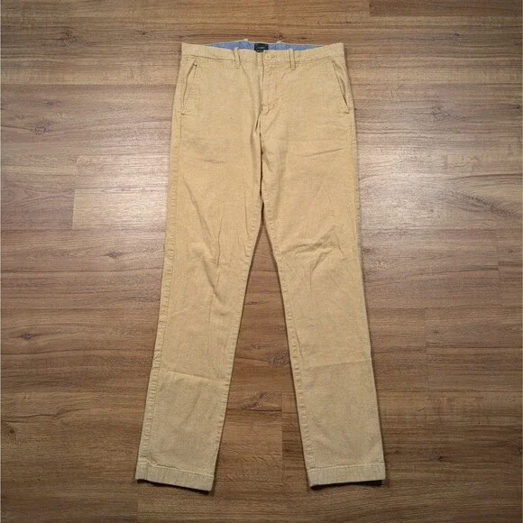 J Crew 770 Straight Chino Pants Mens 32x34(32) Beige Linen Blend Preppy Office
