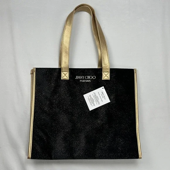 Jimmy Choo Parfums Black Gold‎ Glitter Shimmer Tote Bag CH003G101USA NWT