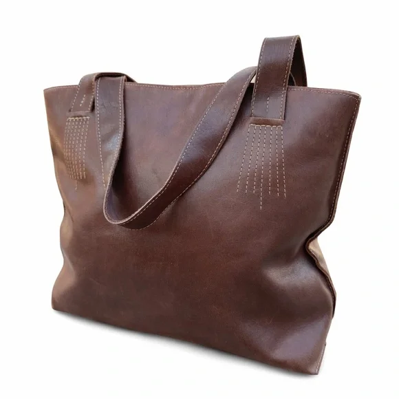 A.P.C. Brown Leather Tote Minimalist French‎ Designer Shoulder Bag