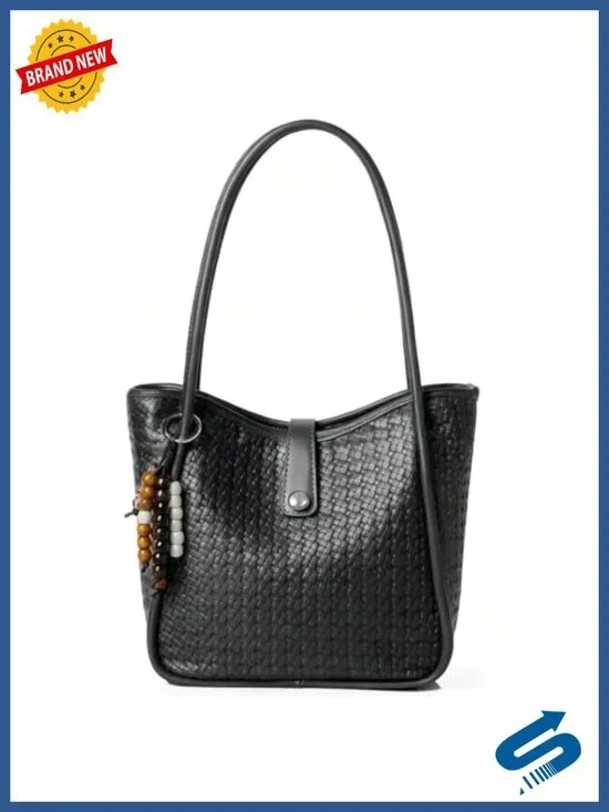 Vegan Leather Tote Bag for Women, Large Capacity Shoulder Handbag with Multiple