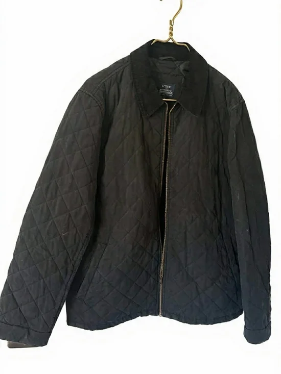 J. Crew Black Quilted Corduroy-Collar‎ Barn Jacket Equestrian