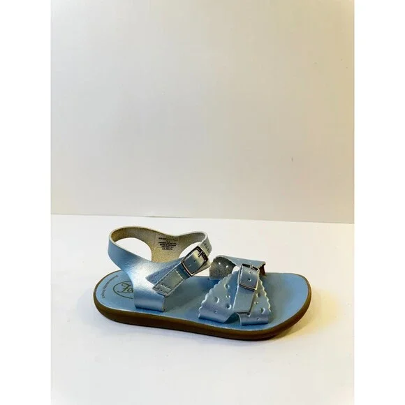 Footmates Eco-ariel Sandals Blue Metallic Leather US 13 Youths