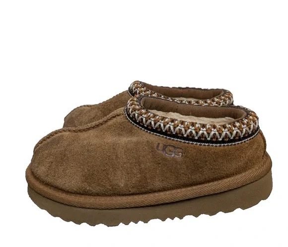 Ugg Tazz Slip On Little Girls 9 Toddler Brown Sherpa Lined Cozy Platform Suede